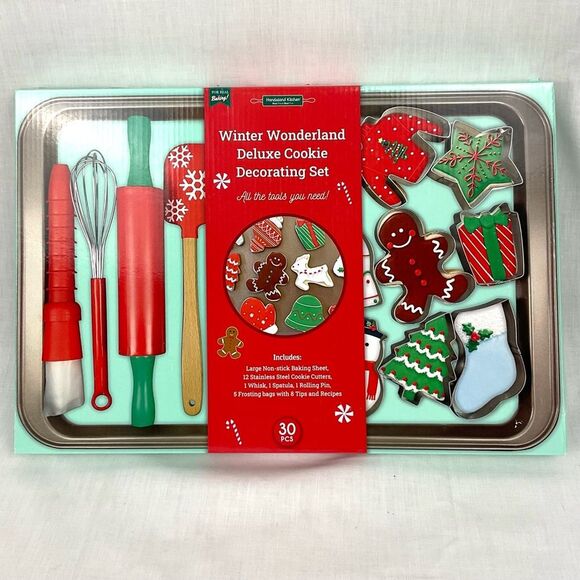 Christmas Cookie Decorating Set Kids Baking Set Winter Wonderland 30 pcs New - Picture 7 of 7